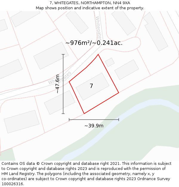 7, WHITEGATES, NORTHAMPTON, NN4 9XA: Plot and title map