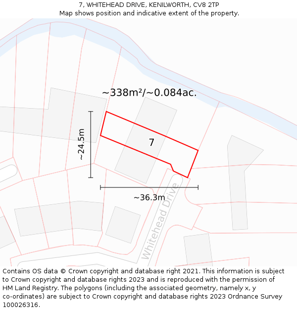 7, WHITEHEAD DRIVE, KENILWORTH, CV8 2TP: Plot and title map