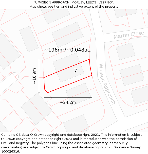 7, WIGEON APPROACH, MORLEY, LEEDS, LS27 8GN: Plot and title map