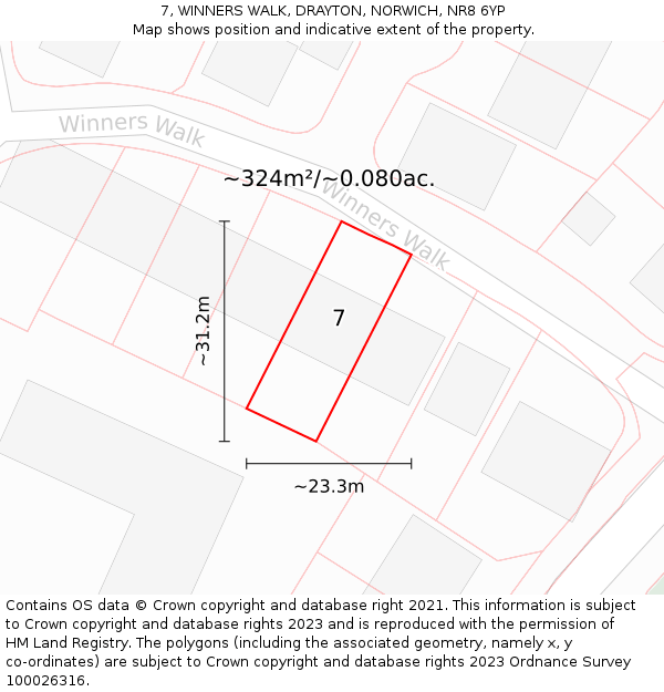 7, WINNERS WALK, DRAYTON, NORWICH, NR8 6YP: Plot and title map