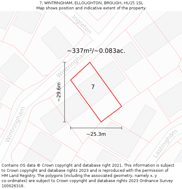 7, WINTRINGHAM, ELLOUGHTON, BROUGH, HU15 1SL: Plot and title map