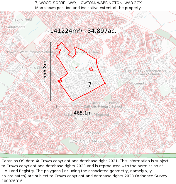 7, WOOD SORREL WAY, LOWTON, WARRINGTON, WA3 2GX: Plot and title map