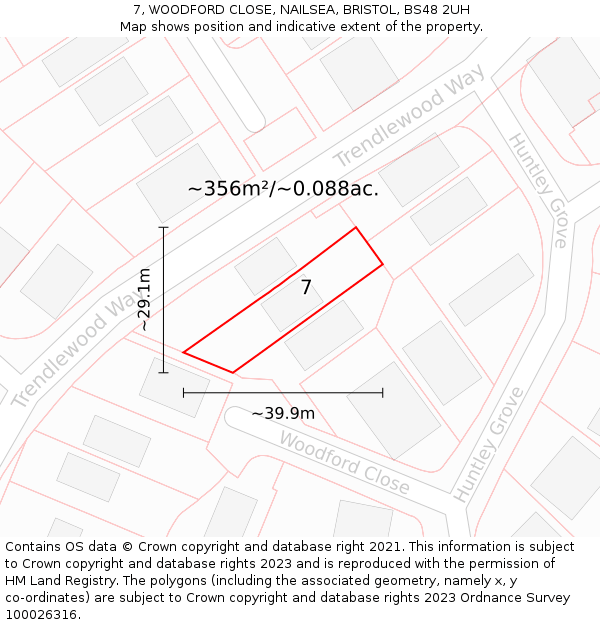 7, WOODFORD CLOSE, NAILSEA, BRISTOL, BS48 2UH: Plot and title map