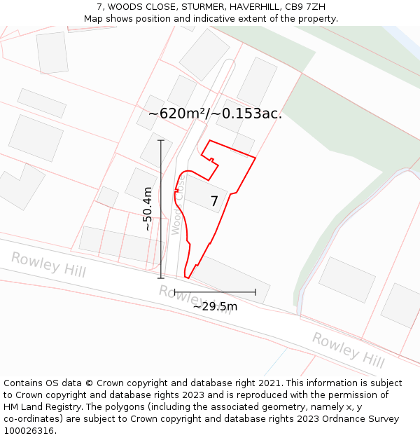 7, WOODS CLOSE, STURMER, HAVERHILL, CB9 7ZH: Plot and title map