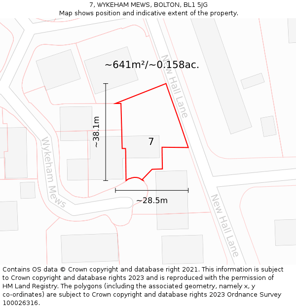 7, WYKEHAM MEWS, BOLTON, BL1 5JG: Plot and title map