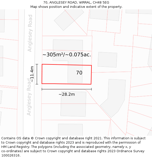 70, ANGLESEY ROAD, WIRRAL, CH48 5EG: Plot and title map