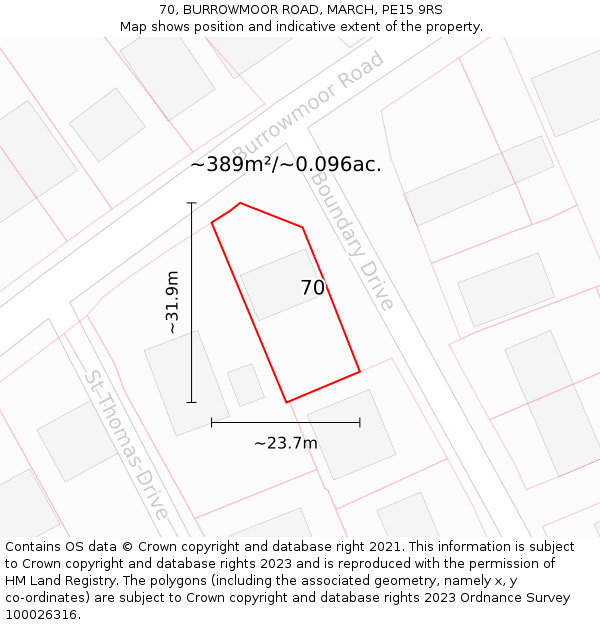 70, BURROWMOOR ROAD, MARCH, PE15 9RS: Plot and title map