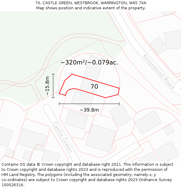 70, CASTLE GREEN, WESTBROOK, WARRINGTON, WA5 7XA: Plot and title map