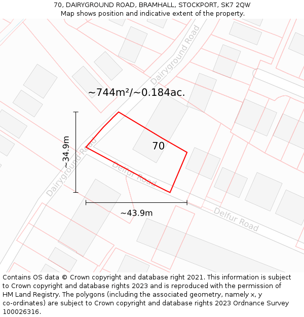 70, DAIRYGROUND ROAD, BRAMHALL, STOCKPORT, SK7 2QW: Plot and title map