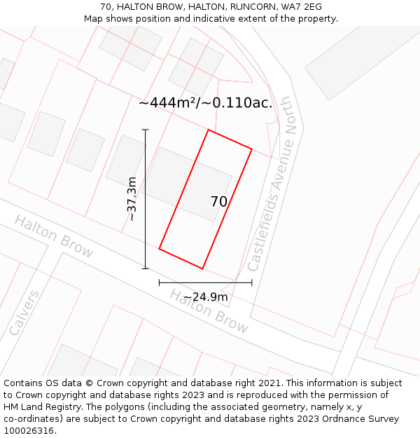 70, HALTON BROW, HALTON, RUNCORN, WA7 2EG: Plot and title map