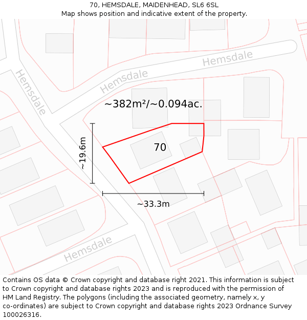 70, HEMSDALE, MAIDENHEAD, SL6 6SL: Plot and title map