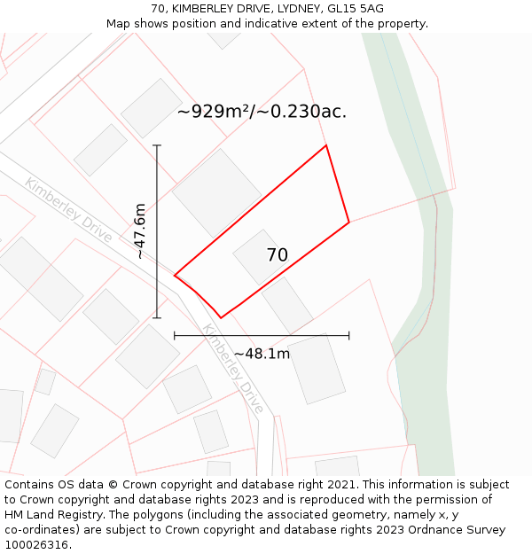 70, KIMBERLEY DRIVE, LYDNEY, GL15 5AG: Plot and title map