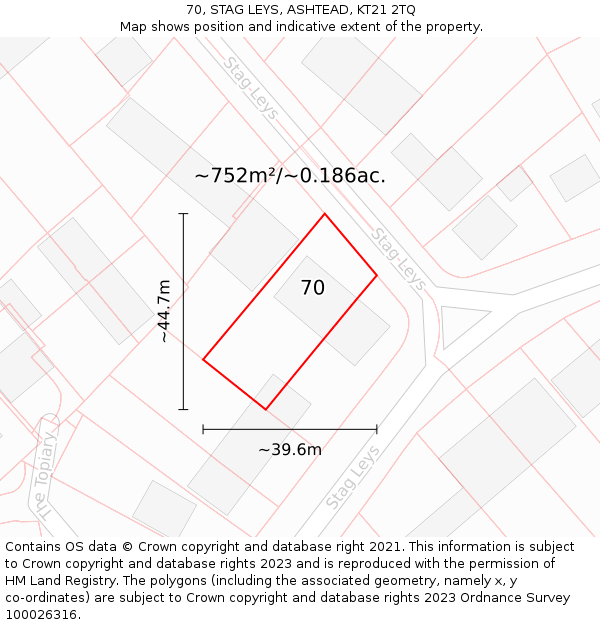 70, STAG LEYS, ASHTEAD, KT21 2TQ: Plot and title map