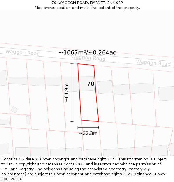 70, WAGGON ROAD, BARNET, EN4 0PP: Plot and title map