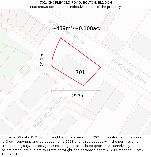 701, CHORLEY OLD ROAD, BOLTON, BL1 5QH: Plot and title map