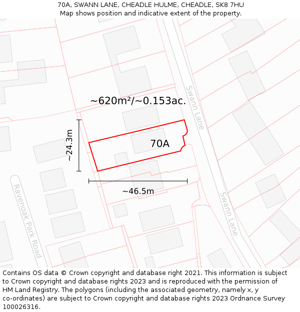70A, SWANN LANE, CHEADLE HULME, CHEADLE, SK8 7HU: Plot and title map