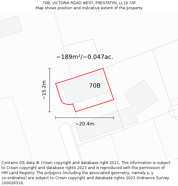 70B, VICTORIA ROAD WEST, PRESTATYN, LL19 7AF: Plot and title map