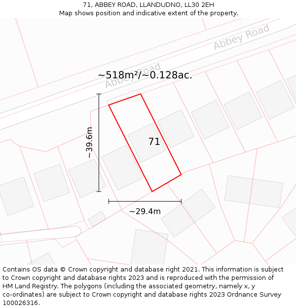 71, ABBEY ROAD, LLANDUDNO, LL30 2EH: Plot and title map