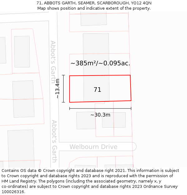 71, ABBOTS GARTH, SEAMER, SCARBOROUGH, YO12 4QN: Plot and title map