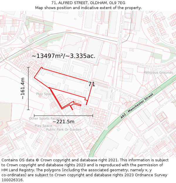 71, ALFRED STREET, OLDHAM, OL9 7EG: Plot and title map