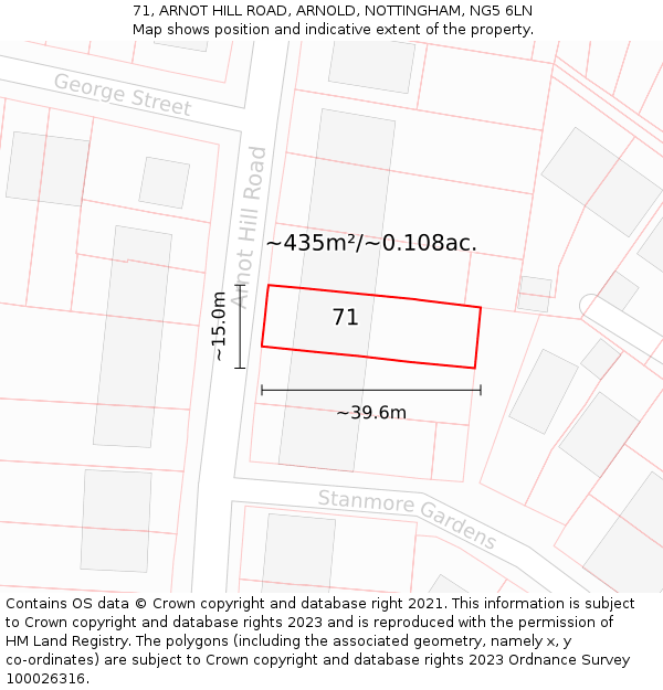 71, ARNOT HILL ROAD, ARNOLD, NOTTINGHAM, NG5 6LN: Plot and title map