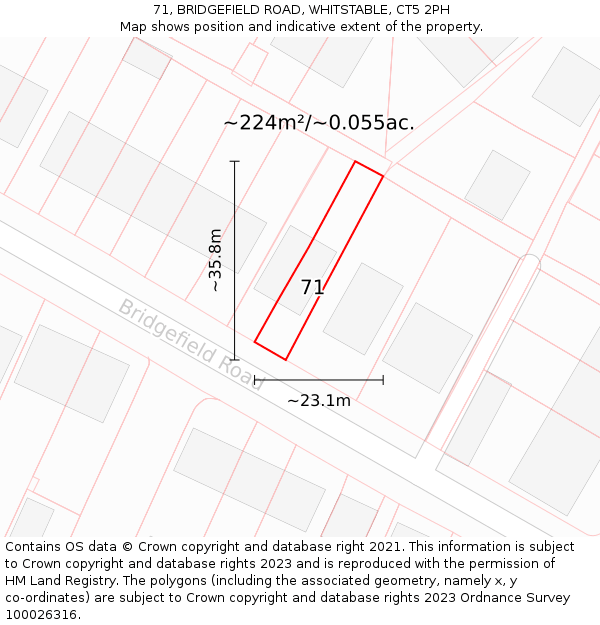 71, BRIDGEFIELD ROAD, WHITSTABLE, CT5 2PH: Plot and title map