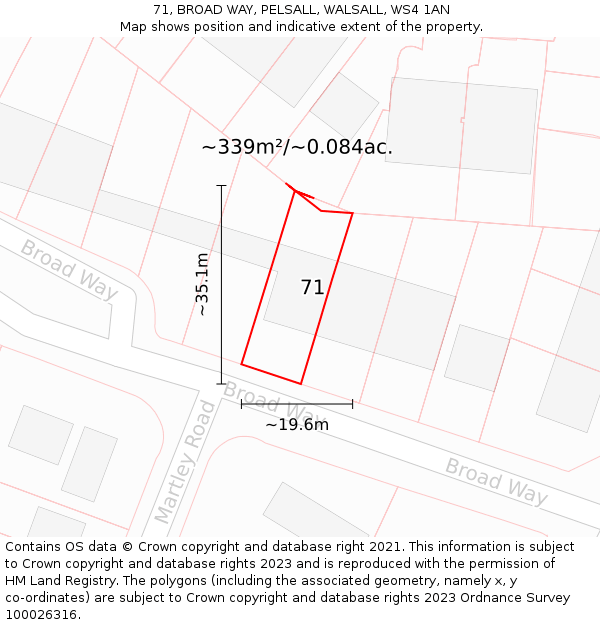 71, BROAD WAY, PELSALL, WALSALL, WS4 1AN: Plot and title map