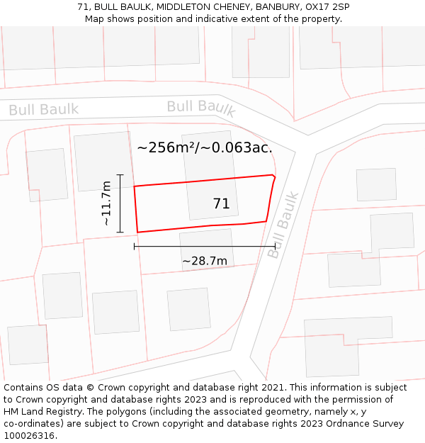 71, BULL BAULK, MIDDLETON CHENEY, BANBURY, OX17 2SP: Plot and title map