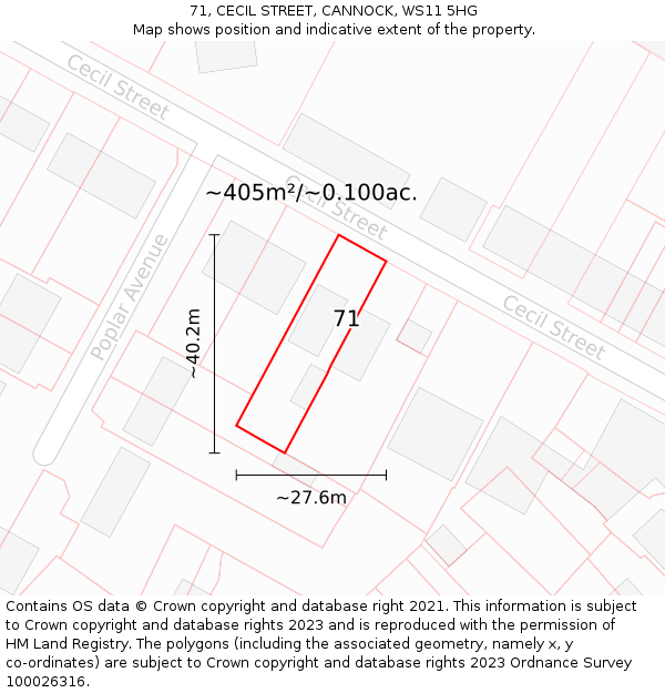 71, CECIL STREET, CANNOCK, WS11 5HG: Plot and title map