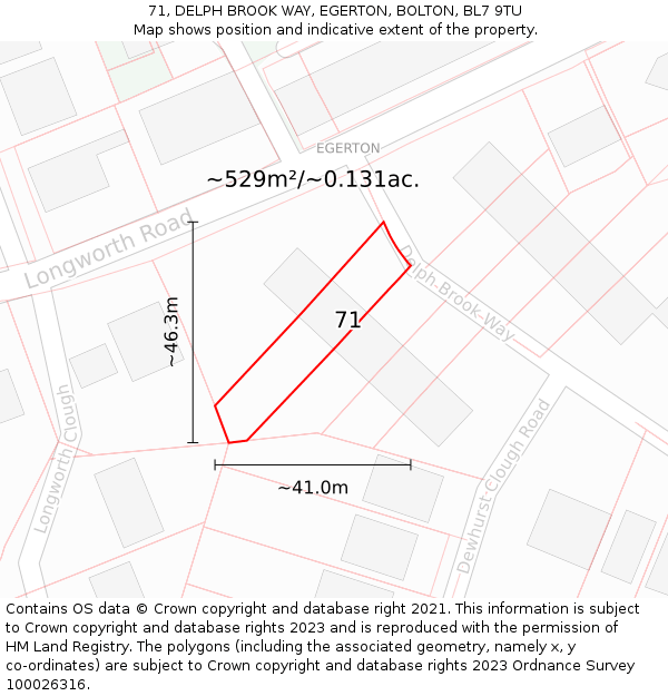 71, DELPH BROOK WAY, EGERTON, BOLTON, BL7 9TU: Plot and title map