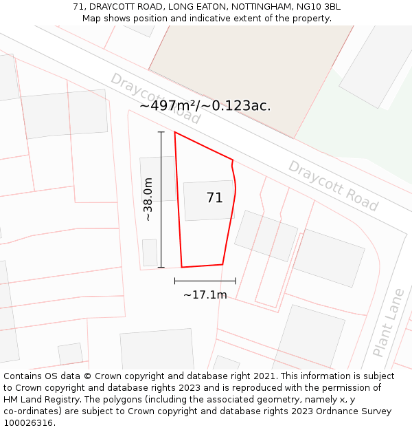 71, DRAYCOTT ROAD, LONG EATON, NOTTINGHAM, NG10 3BL: Plot and title map