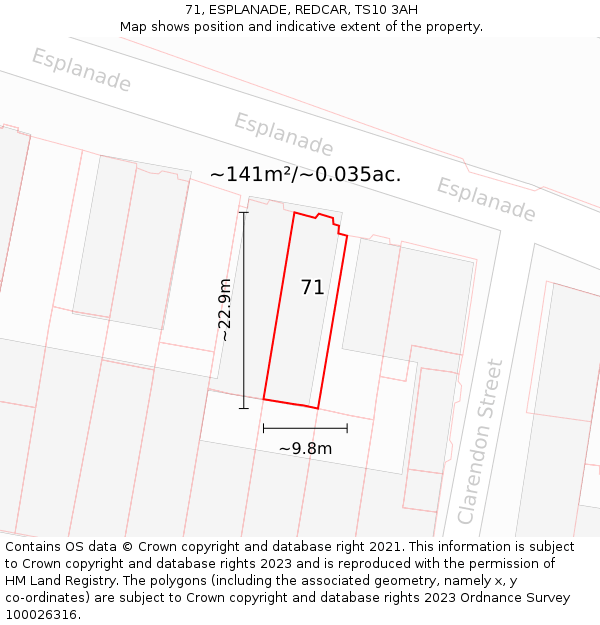 71, ESPLANADE, REDCAR, TS10 3AH: Plot and title map