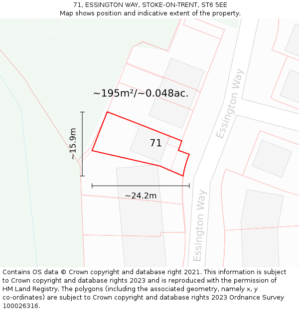 71, ESSINGTON WAY, STOKE-ON-TRENT, ST6 5EE: Plot and title map