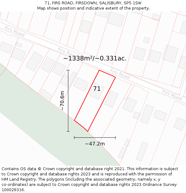 71, FIRS ROAD, FIRSDOWN, SALISBURY, SP5 1SW: Plot and title map