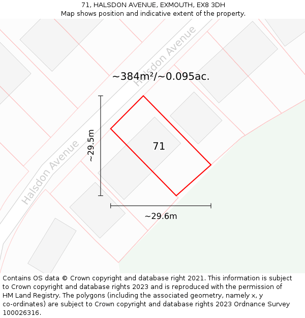 71, HALSDON AVENUE, EXMOUTH, EX8 3DH: Plot and title map
