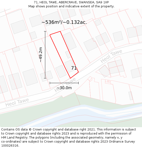 71, HEOL TAWE, ABERCRAVE, SWANSEA, SA9 1XP: Plot and title map