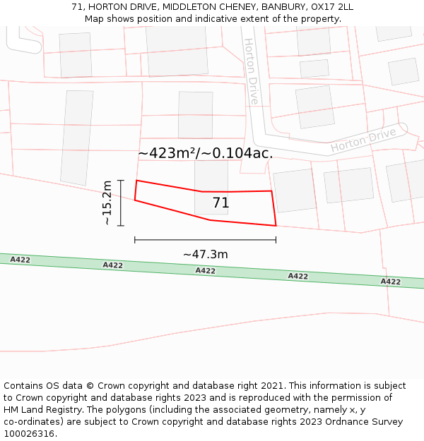 71, HORTON DRIVE, MIDDLETON CHENEY, BANBURY, OX17 2LL: Plot and title map