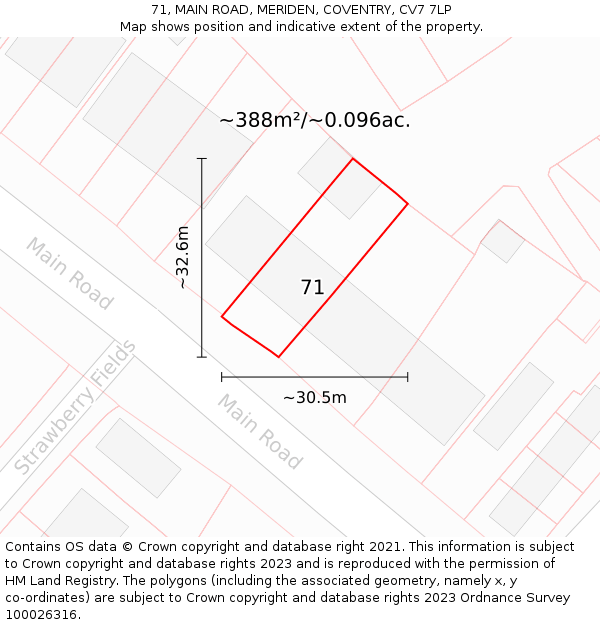 71, MAIN ROAD, MERIDEN, COVENTRY, CV7 7LP: Plot and title map