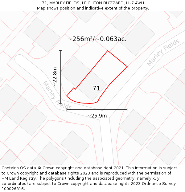 71, MARLEY FIELDS, LEIGHTON BUZZARD, LU7 4WH: Plot and title map