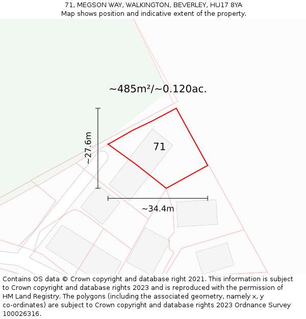 71, MEGSON WAY, WALKINGTON, BEVERLEY, HU17 8YA: Plot and title map