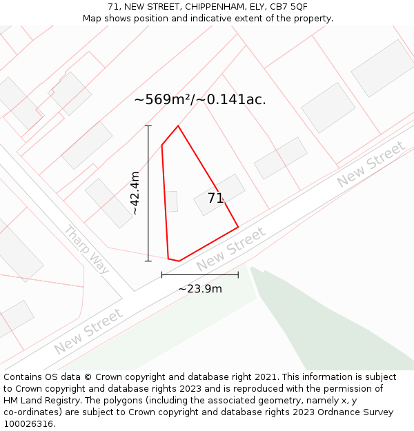 71, NEW STREET, CHIPPENHAM, ELY, CB7 5QF: Plot and title map