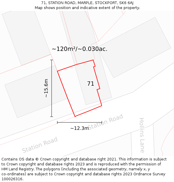 71, STATION ROAD, MARPLE, STOCKPORT, SK6 6AJ: Plot and title map