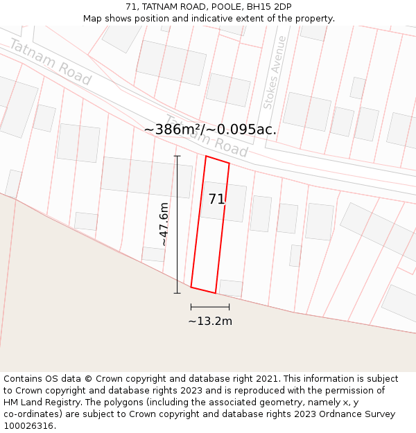 71, TATNAM ROAD, POOLE, BH15 2DP: Plot and title map