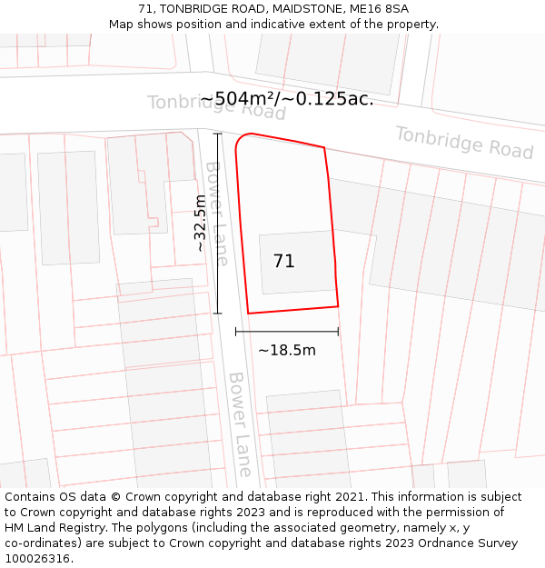 71, TONBRIDGE ROAD, MAIDSTONE, ME16 8SA: Plot and title map