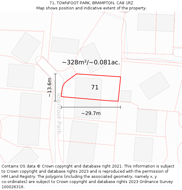 71, TOWNFOOT PARK, BRAMPTON, CA8 1RZ: Plot and title map