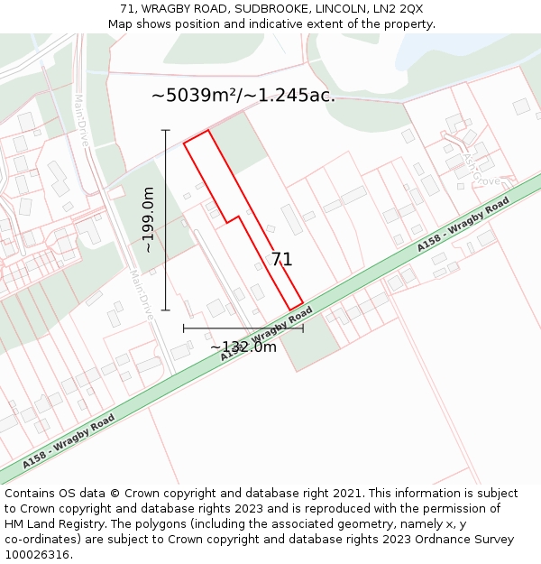 71, WRAGBY ROAD, SUDBROOKE, LINCOLN, LN2 2QX: Plot and title map