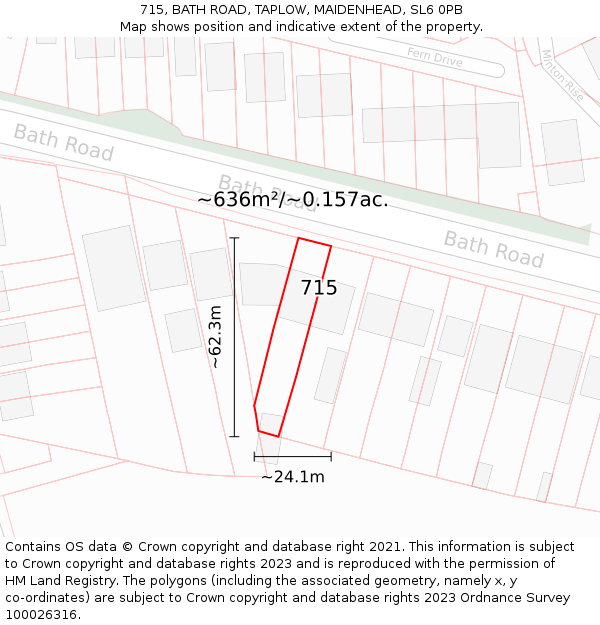 715, BATH ROAD, TAPLOW, MAIDENHEAD, SL6 0PB: Plot and title map