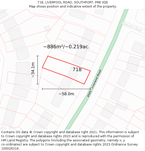 718, LIVERPOOL ROAD, SOUTHPORT, PR8 3QE: Plot and title map