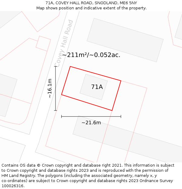 71A, COVEY HALL ROAD, SNODLAND, ME6 5NY: Plot and title map