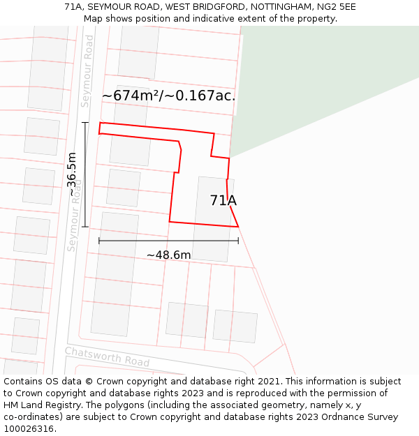 71A, SEYMOUR ROAD, WEST BRIDGFORD, NOTTINGHAM, NG2 5EE: Plot and title map